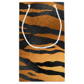 Glamorous Black Brown Tiger Stripes Animal Print Kleine Geschenktüte (Rückseite)