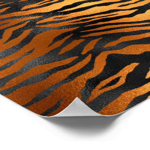 Glamorous Black Brown Tiger Stripes Animal Print Poster