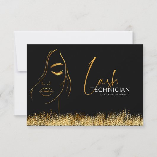 Glamorous Black & Gold Lash Tech  Gift Certificate (Vorderseite)