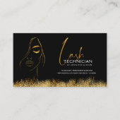 Glamorous Black & Gold Lash Tech Loyalty Card Treuekarte (Vorderseite)