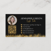 Glamorous Black & Gold Lash Tech QR Code  Visitenkarte (Rückseite)