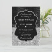 Glamorous Black Silver Giraffe Spots Wedding Einladung (Stehend Vorderseite)