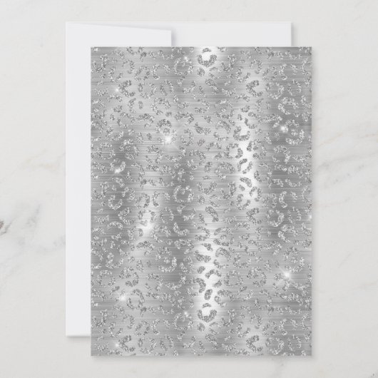 Glamorous Black Silver Leopard Spots Wedding Einladung (Rückseite)