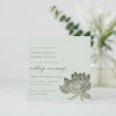 GLAMOROUS BLAUE SILVER LOTUS BLUMENWEDD EINLADUNG (Stehend Vorderseite)