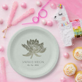 GLAMOROUS BLAUE SILVER LOTUS FLORAL MONOGRAMM PAPPTELLER (Party)