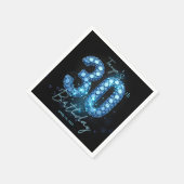 Glamorous Blue & Black Sparkle Jewel 30th Birthday Serviette (Ecke)
