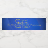 Glamorous Blue & Gold 50th Anniversary Party Favor Wasserflaschenetikett (Einzelnes Label)