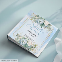 Glamorous Boho Pastel Blue Greenery Floral Sweet 