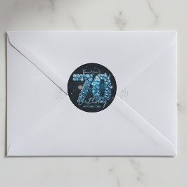 Glamorous Elegant Teal Blue Diamonds 70th Birthday Runder Aufkleber