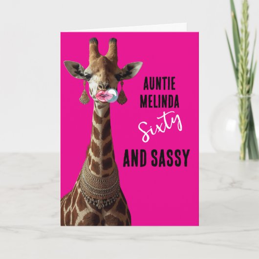 Glamorous Girraffe Sassy at 60 Birthday Card Karte (Vorderseite)