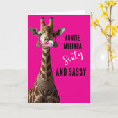 Glamorous Girraffe Sassy at 60 Birthday Card Karte (Gelbe Blume)