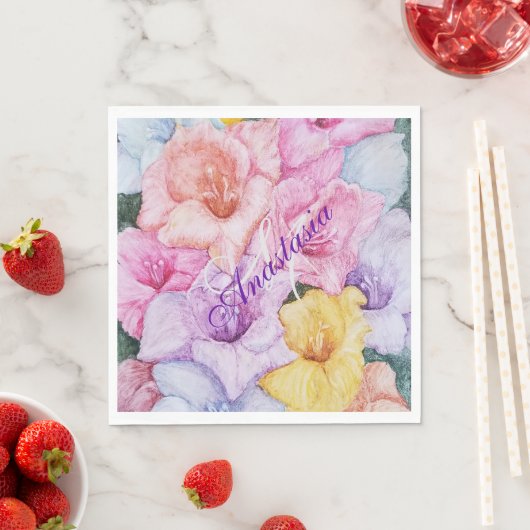 GLAMOROUS GLADIOLA BLUME MONOGRAM PARTY SERVIETTE (Beispiel)
