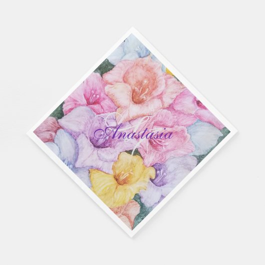 GLAMOROUS GLADIOLA BLUME MONOGRAM PARTY SERVIETTE (Ecke)