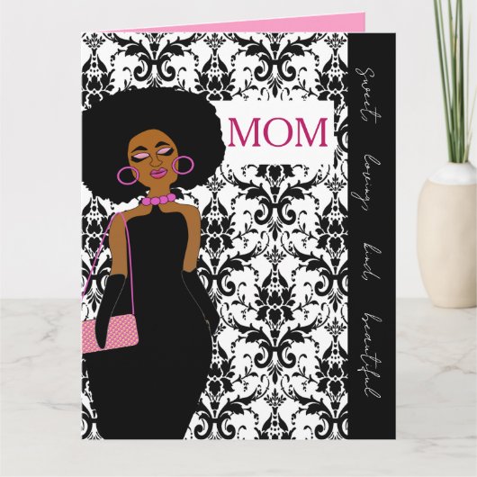 Glamorous Glam African American Mother Birthday Karte (Vorderseite)