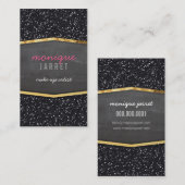 GLAMOROUS-Glitzer für die Tafel mit goldfarbenem W Visitenkarte (Vorne/Hinten)