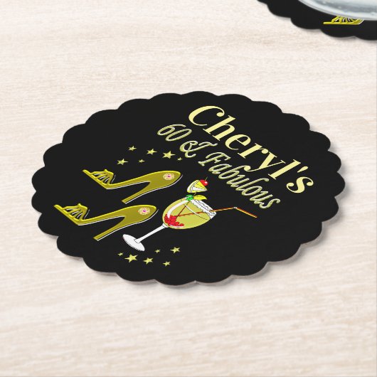 GLAMOROUS GOLD 60. GEBURTSTAG UNTERSETZER (angewinkelt)