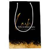 Glamorous Gold & Black Lash Tech  Mittlere Geschenktüte (Vorderseite)
