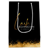 Glamorous Gold & Black Lash Tech  Mittlere Geschenktüte (Rückseite)
