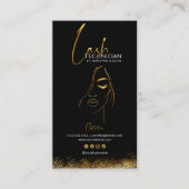 Glamorous Gold & Black Lash Tech QR Code  Visitenkarte (Vorderseite)