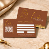 Glamorous Gold & Brown Lash Tech  Gift Certificate