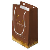 Glamorous Gold & Brown Lash Tech  Kleine Geschenktüte (Vorderseite Schrägansicht)