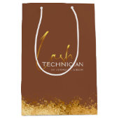 Glamorous Gold & Brown Lash Tech  Mittlere Geschenktüte (Vorderseite)
