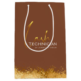 Glamorous Gold & Brown Lash Tech  Mittlere Geschenktüte