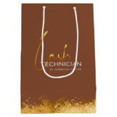 Glamorous Gold & Brown Lash Tech Mittlere Geschenktüte (Rückseite)