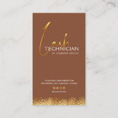 Glamorous Gold & Brown Lash Tech Terminkarte (Rückseite)
