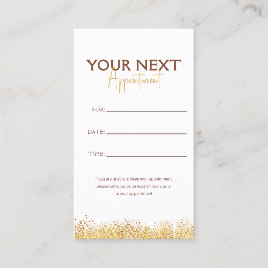 Glamorous Gold & Brown Lash Tech Terminkarte (Vorderseite)