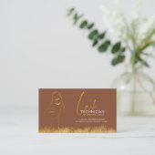 Glamorous Gold & Brown Lash Tech  Treuekarte (Stehend Vorderseite)