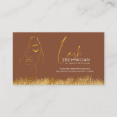 Glamorous Gold & Brown Lash Tech Treuekarte (Vorderseite)