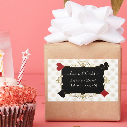 Glamorous Gold Casino Vegas Wedding Rechteckiger Aufkleber (Party)