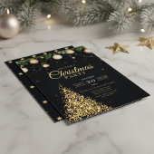 Glamorous Gold Christmas Tree Party Invite Einladung