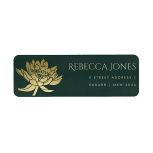 GLAMOROUS GOLD DARK GREEN LOTUS FLORAL ADRESSE