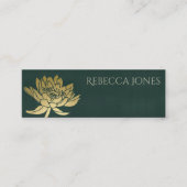 GLAMOROUS GOLD DARK GREEN LOTUS FLORAL ADRESSE MINI VISITENKARTE (Vorderseite)