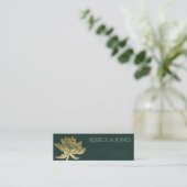 GLAMOROUS GOLD DARK GREEN LOTUS FLORAL ADRESSE MINI VISITENKARTE (Stehend Vorderseite)