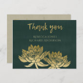 GLAMOROUS GOLD DARK GREEN LOTUS FLORAL DANKE POSTKARTE (Vorne/Hinten)
