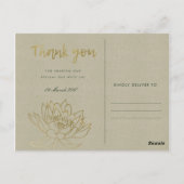 GLAMOROUS GOLD DARK GREEN LOTUS FLORAL DANKE POSTKARTE (Rückseite)