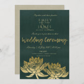 GLAMOROUS GOLD DUNKEL GREEN LOTUS FLUSSBREITE EINLADUNG (Vorne/Hinten)