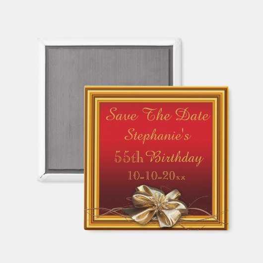 Glamorous Gold Frame & Falsch Bow 55th Birthday Magnet (Vorderseite/Rückseite)