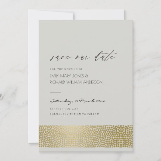 GLAMOROUS GOLD GRAY DOTS MOSAIC SAVE THE DATE (Vorderseite)
