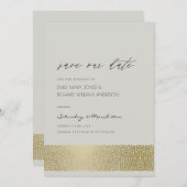 GLAMOROUS GOLD GRAY DOTS MOSAIC SAVE THE DATE (Vorne/Hinten)