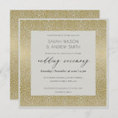 GLAMOROUS GOLD GRAY DOTS MOSAIC WEDD EINLADUNG (Vorne/Hinten)
