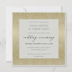 GLAMOROUS GOLD GRAY DOTS MOSAIC WEDD EINLADUNG