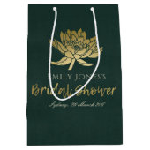 GLAMOROUS GOLD GREEN LOTUS FLORAL BRAUTPARTY MITTLERE GESCHENKTÜTE (Vorderseite)