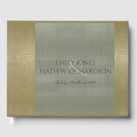GLAMOROUS GOLD VELVET GRAU MOSAIC DOT PERSONALISIE GÄSTEBUCH (Vorderseite)