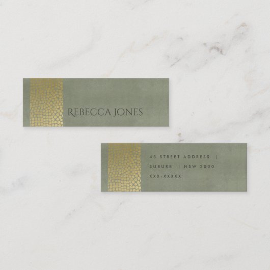GLAMOROUS GOLD VELVET GRAU MOSAIC DOTS ADRESSE MINI VISITENKARTE (Vorne/Hinten)