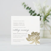 GLAMOROUS GOLD WHITE KRAFT LOTUS BLUMENWEDD EINLADUNG (Stehend Vorderseite)