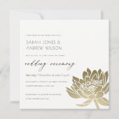 GLAMOROUS GOLD WHITE KRAFT LOTUS BLUMENWEDD EINLADUNG (Vorderseite)